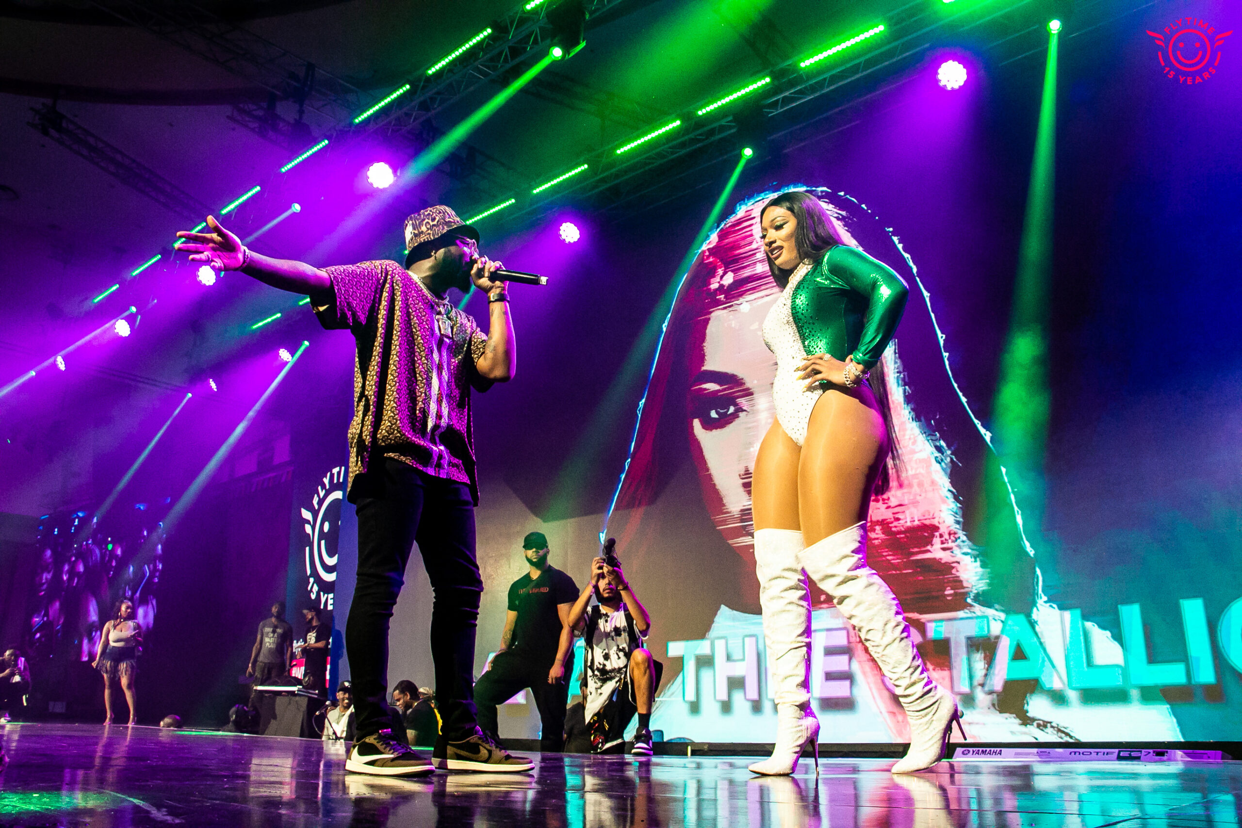 Davido and Megan Thee Stallion performing at Flytime Fest 2019, organized by Flytime Promotions.